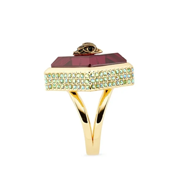Kurt Geiger Square Stone Cocktail Ring With Turquoise Accents, NWT Size 8 - Picture 2 of 4